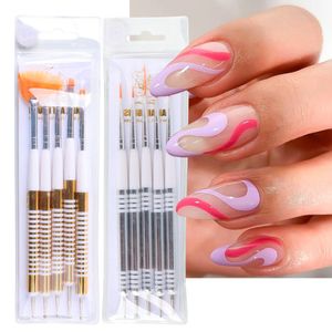 5Pcs/set Nails Art Dotting Pen Acrylic Drawing Liner Supplies Brush Rhinestone Gems Picker UV Gel Painting Manicure Accessoires Tools E288