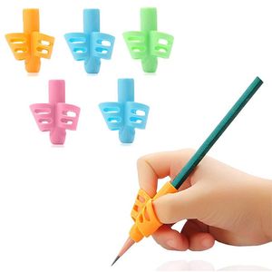 5Pcs/lot Soft Silica Pencil Grasp Two-Finger Gel Pen Grips Children Writing Training Correction Tool Pens Holding for Kids Gifts