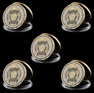 5pcs St Michael Protect US Officier de police Artisanat Commémoratif Gold plaqué Multicolor Challenge Cominable Giftables Gifts9851744