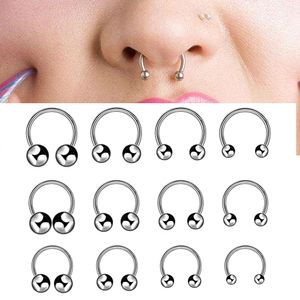 5 pièces en acier inoxydable anneau de nez 16 jauge Septum Piercing oreille hélice boucles d'oreilles pour femmes hommes Punk bijoux lèvre Piercing anneaux