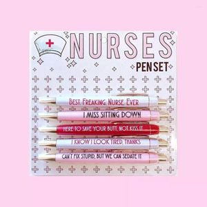 5 uds estudiantes para enfermeras médicos bolígrafos de enfermería regalo divertido bolígrafo de tinta negra conjunto divertido