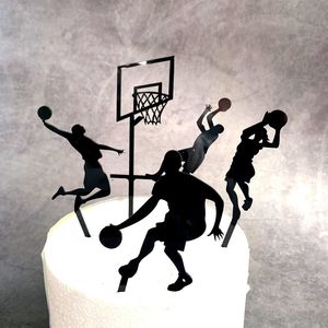 5pcs Tema de baloncesto de baloncesto acrílico topper novedoso slam dunk cupcake para decoraciones de fiesta deportivas de cumpleaños y200618