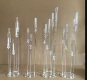Candelabros de centro de mesa para decoración de bodas, candelabros transparentes de acrílico para bodas, eventos y fiestas
