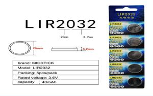 5pcspack lir2032 batterie rechargeable LIR 2032 36V Liion piles bouton remplacer CR20321147587