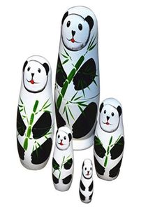 5 pièces ensemble mignon Matryoshka poupée russe Panda poupées peint à la main jouets en bois chinois artisanat fait main Gift2855304