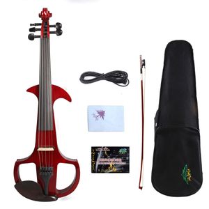 Violon électrique rouge 5 cordes 4/4 en bois massif ton doux étui gratuit + archet # EV7