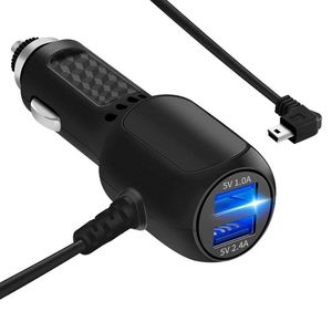 5V 3.4A Double Mini Ports USB Dash Cam Adaptateur de cigarette de voiture Allume-câble Prise Chargeur pour DVR Véhicule de charge avec 3,5 mètres