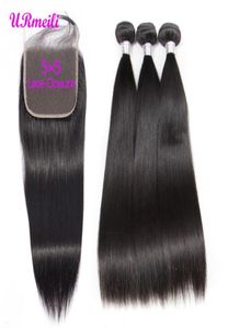 5x5 Bundles de cheveux vierges brésiliens droits avec fermeture Armure de cheveux humains 34 Bundles avec fermeture en dentelle Dhgate Brazillian Remy Hair25619865