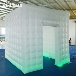 5x5x3.5mH (16.5x16.5x11.5ft) venta al por mayor Blanco inflable Led Cube Photo Booth PhotoBooth Room Cabin Studio house con luces rgb para anuncios y eventos
