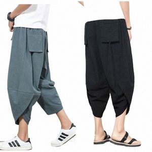 5XL Baggy Cott Harem Pantalons Hommes 2022 Été Imprimer Japonais Vintage Solide Hommes Femmes Hip Hop Plus Taille Pantalon à Jambes Larges Pantal 83VH #