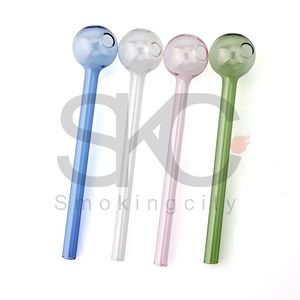 6.0 Pulgadas 15 CM Longitud Pyrex Glass Oil Burner Pipe Clear Pink Blue Green Pipes Water Hand Pipes Accesorios para fumar