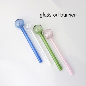 6.0Inch 15cm Length Pyrex Glass Oil Burner Pipe Clear Pink Blue & Green Glass Oil Burner Pipe Water Pipes Glass Smoking Accessories