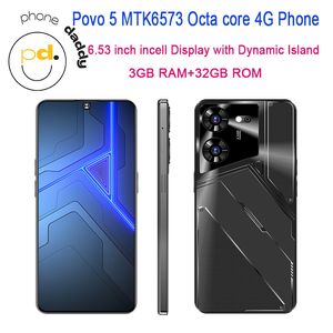 Affichage de 6,53 pouces avec une fonction de l'île dynamique Povo 5 4G téléphone portable MTK6573 Octa Core 3 Go RAM 32 Go ROM 13MP APPACIATION ARRIÈRE APPIRATION COMMENT