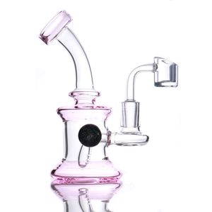 Moderno 6.7 pulgadas Mini Pink Bong Water Pipe Dab Rig Small Bubbler Hookahs Bongs con brazalete de cuarzo / tazón de vidrio