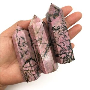 Tour de cristal en Rhodonite naturelle, 6-7cm, cadeaux d'art et d'artisanat, guérison, pierre d'énergie Reiki polie, ornements