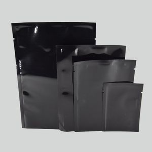 Multi-tamaño 200 unids/lote Open Top Negro Bolsas de embalaje de papel de aluminio Bolsas de vacío Almacenamiento de alimentos Bolsa de Mylar brillante termosellable Envío gratis