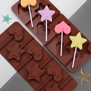 6 cavités sucette Silicone moule bricolage étoile amour arbre chocolat bonbons moule noël fête des enfants cadeau outils de cuisson MJ1031