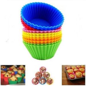 Bakeware Maker Mold 6 Color Silicone Muffin Cake Cupcake Mould Case Tray Baking Cup Jumbo Mould DH0158