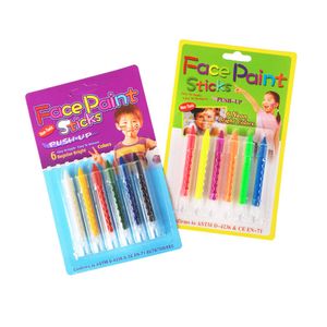 6 colores Pintura facial Crayon Lápices de tatuaje Estructura de empalme Pintura Pintura corporal Pen Stick para niños Maquillaje de fiesta ZA2677
