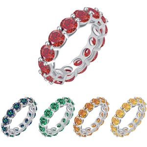 6 couleurs pour les options Men des femmes Ring Jewelry 925 Sterling Silver Pass Test 5 mm Round Moisanite Tennis Ring