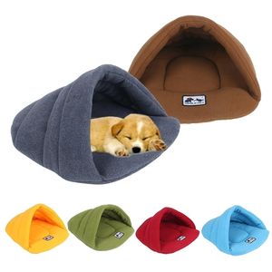6 colores Soft Polar Fleece Dog Beds Winter Warm Pet Estera calentada Pequeño perro Cachorro Perrera Casa para gatos Saco de dormir Nido Cueva Cama LJ201201