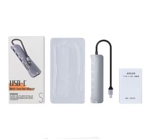 6 en 1 type-c USB3.0 station d'accueil HUB adaptateur lecteur de carte SD câble pour Macbook Pro Asus Dell Huawei 87W PD