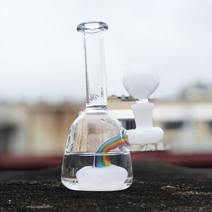 6 pouces verre bong conduite d'eau narguilé avec bol de 14mm cool recycleur capiteux dab plate-forme couleur blanche plate-forme pétrolière barboteur