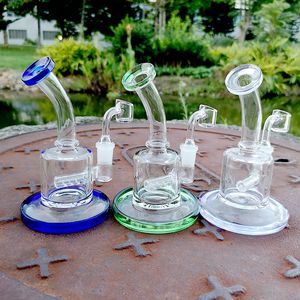 6 pouces Inline Perc Unique Bongs Violet Vert Bleu Rose Bong Mini Conduites D'eau En Verre Petite Huile Dab Rigs t Avec Quartz Banger