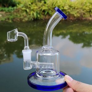 6 pulgadas de altura Bong de vidrio en línea Perc Water Pipe Mini Rigs Bongs gruesos con 4 mm Quartz Banger CS181