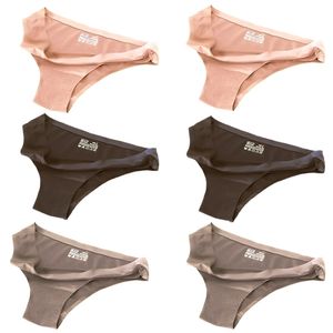 6/lote marca Sexy hielo seda sin costura bikini ropa interior bragas Panty Vrouwelijke t-back sólido suave Tanga ropa interior mujer 220311