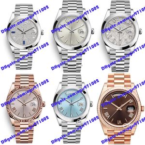 6 Modèle de montre pour hommes de haute qualité 2813 robot m228206 montre 40mm cadran romain brun montre de luxe en diamant or rose bracelet en acier inoxydable bleu montres en argent verre saphir