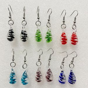 6 pares Mezclar colores azules de caída de caída aretes colgantes joyas de lámparas de vidrio de Murano para mujeres