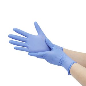 6 paresStock en EE. UU. Guantes desechables sin polvo precio de fábrica azul hielo nitrilo examen médico trabajo pantalla táctil guantes