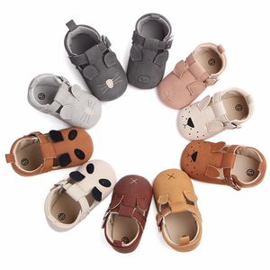 Mélanger la couleur En gros dessin animé animal mocassins Bébé garçon filles chaussures nouveau-né bébé enfant en bas âge doux semelle première promenade préwalkers