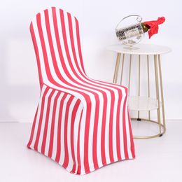 Housses de chaise en spandex extensible, 6 pièces, housses de mariage rayées rouges et blanches