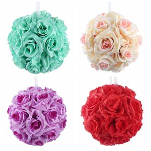 Bola de besos de pomander de seda para boda, adorno de bolas de flores artificiales de 6 pulgadas de diámetro para decoración del mercado del jardín del hogar