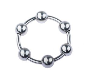 6 taille mâle en acier inoxydable pénis retardé Gonobolia anneau avec six perles coulissantes anneau de coq bijoux adulte BDSM Sex Toy pour gland Y2155791
