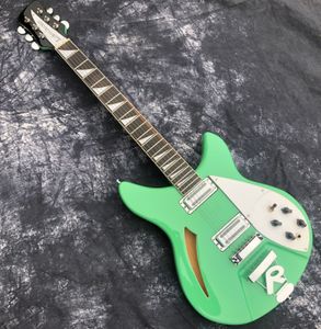 Guitare rickenback 6 cordes vert écume de mer 2 micros Ricken guitare électrique corps semi-creux de qualité supérieure Ric guitarra avec micro barbecue