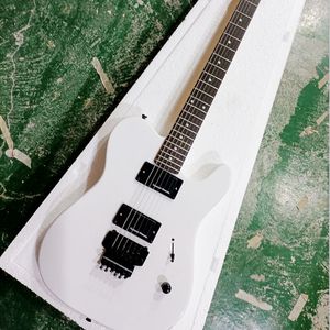 Guitarra eléctrica blanca de 6 cuerdas con diapasón de palisandro Floyd Rose personalizable