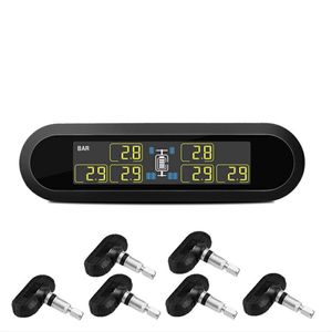 Système de surveillance de la pression des pneus sans fil solaire de Bus de camion à 6 roues 6 capteurs externes écran LCD TPMS pour remorques camping-cars