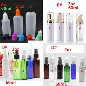 Flacon vaporisateur vide en plastique transparent de 60 ml Bouteilles de parfum à brume fine Eau pour la réalisation d'un assainisseur d'air Aiguille Bouchons à l'épreuve des enfants 2 oz 60 ml Pompe à lotion moussant