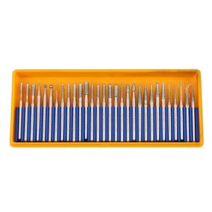 60 PCS Bur Diamond Grinding Head Set Obeated Carving Burrs Rotary Tool Bit Grit 120 tige de 3 mm 1/8 pour les outils Dremel