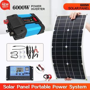 Panneau solaire Portable 600w 18v, Kit de batterie externe, plaque de contrôleur 12V pour maison, camping, voiture, chargeur de batterie rapide 240110