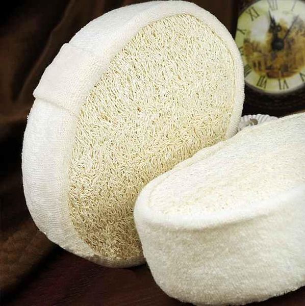 Wholesale-1PCS Soft Fresh Natural Loofah Luffa Sponge Shower Spa Body Scrubber Exfoliator Bathing Massage Brush Pad Beige Free Shipping