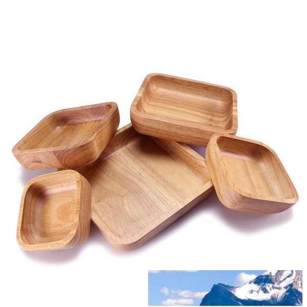 Sturdy, thick wooden salad bowls for home and kitchen use, ideal for serving meals, bread, and fruit