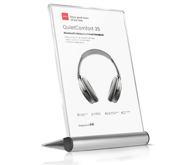 A4 Aluminum Alloy L-Shaped Acrylic Stand for Displaying Price Cards and Product Signs