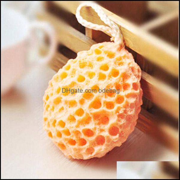 Bath accessories including brushes, sponges, scrubbers, and loofah mesh balls for soft spa body cleaning in the shower