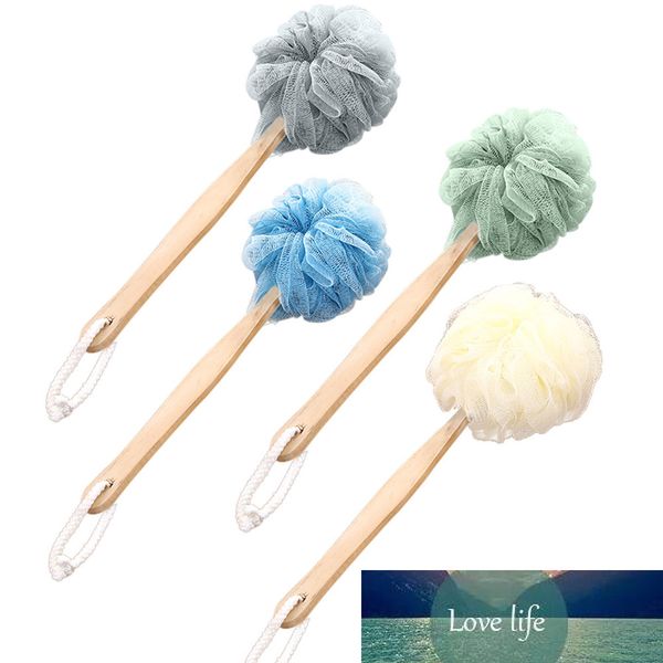Long-handled soft mesh back scrubber sponge for bathroom showers