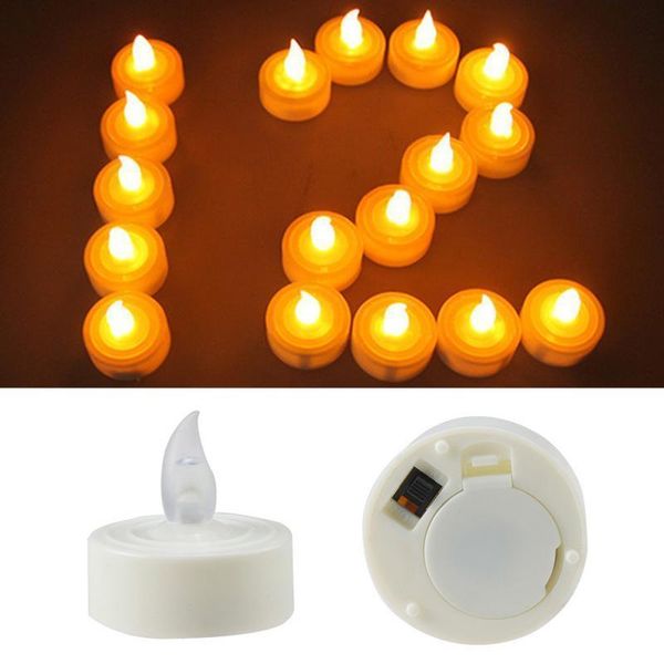 100-piece mini warm white LED decorative candles with amber glow, small battery-operated LED tea lights Y200531