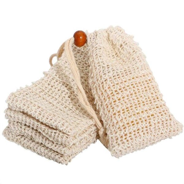 Natural exfoliating soap saver brush with bubble mesh pouch for shower and bath, 9x14cm